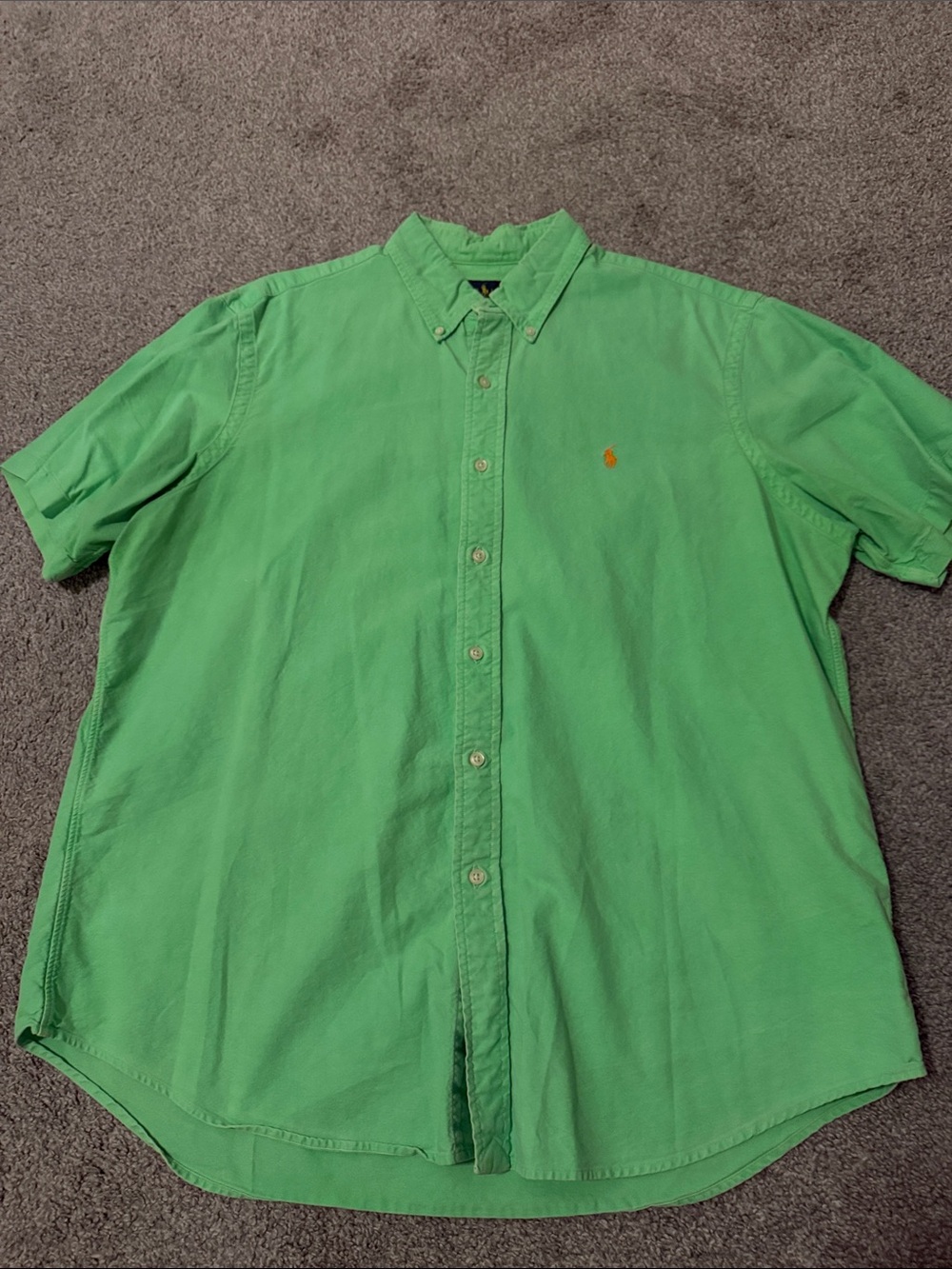 Polo by Ralph Lauren Green Short-Sleeve Button-Down Shirt with Gold Pony